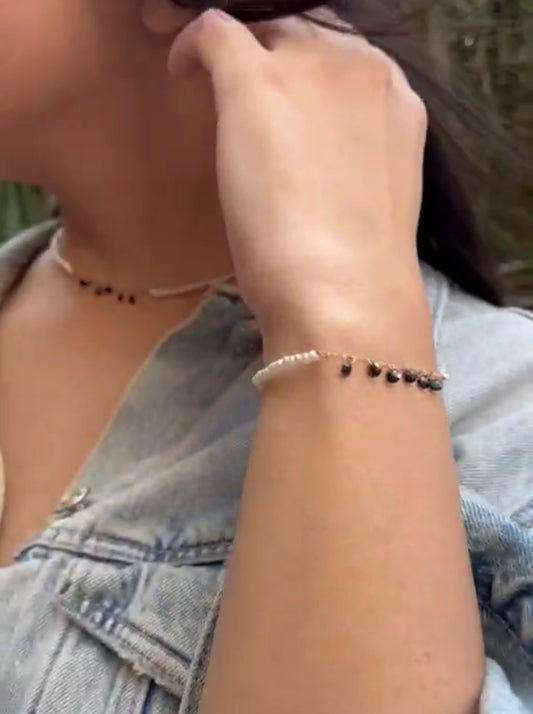 Ensemble johar naturelle en Or18k avec des pierres