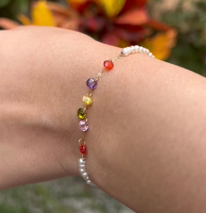 Ensemble johar naturelle avec des pierres colorées en Or18k