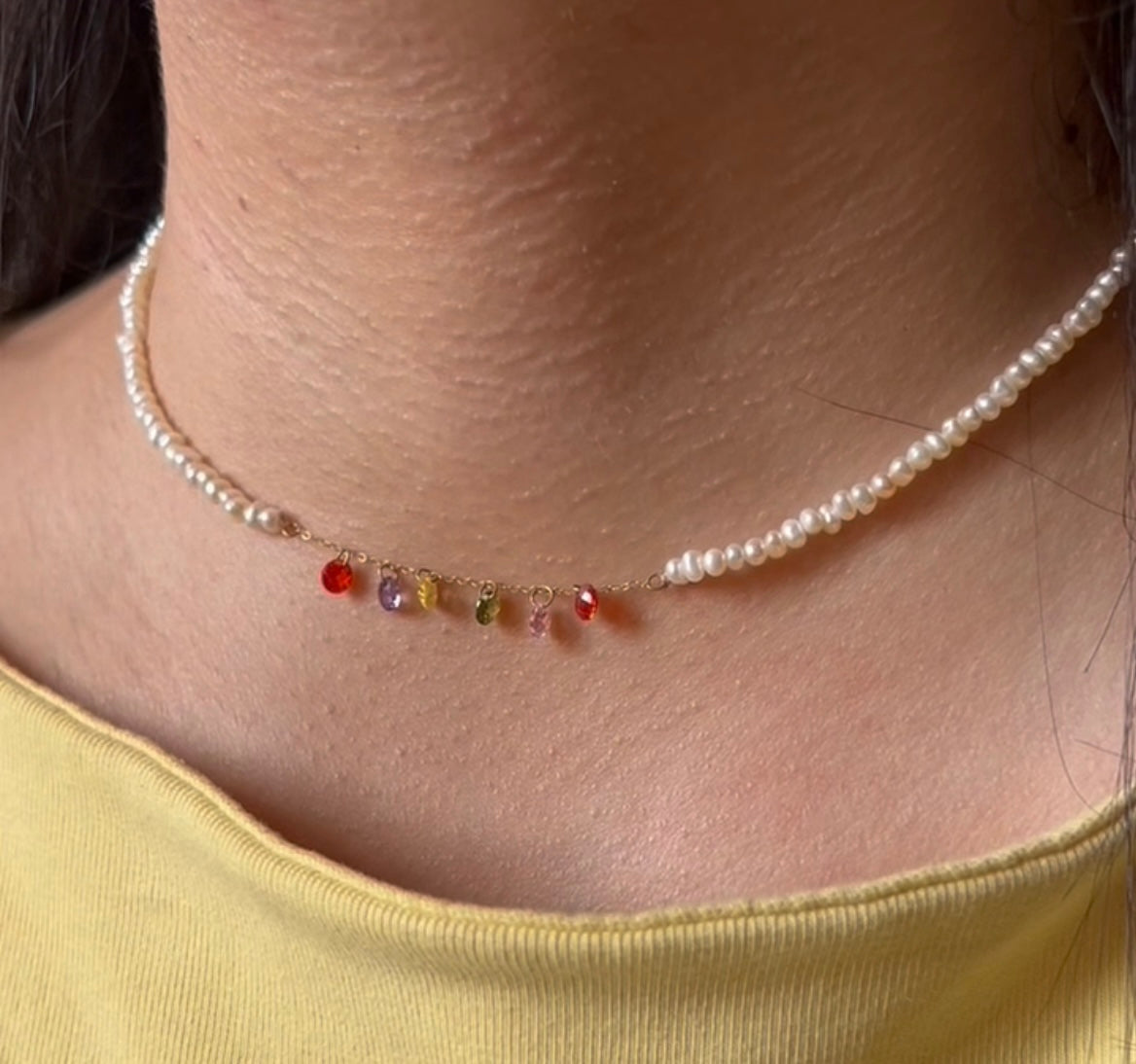 Ensemble johar naturelle avec des pierres colorées en Or18k