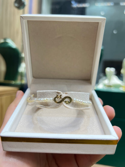 Cordon bracelet personnalisée en Or18k avec des perles naturelles